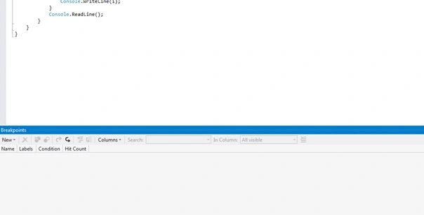 start breakpoint window