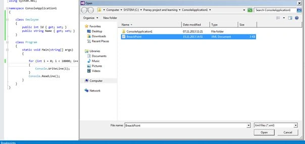 xml file for breakpoint tracepoint