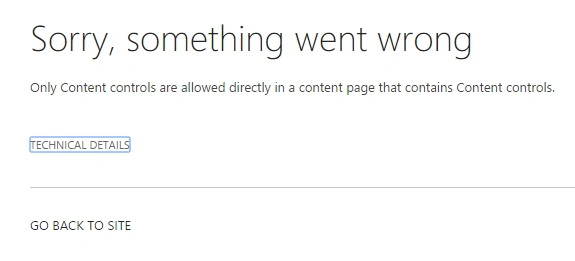 Exception on page