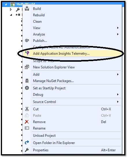 Add application Insights Telemetry