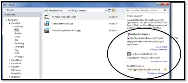Add application Insights to Project