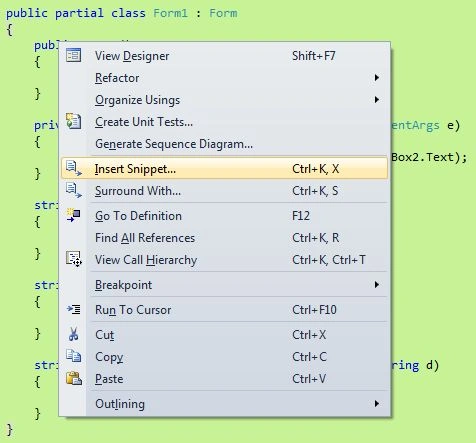 for inserting quick code snippets