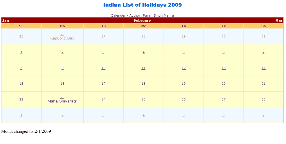 calender control