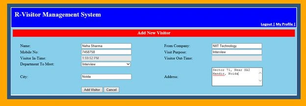 Add New Visitor
