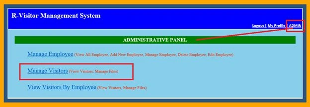 click on ADMIN link