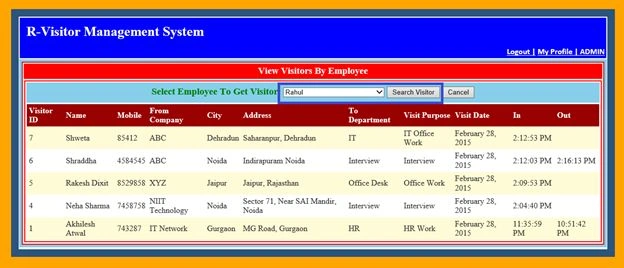 Search visitor Button
