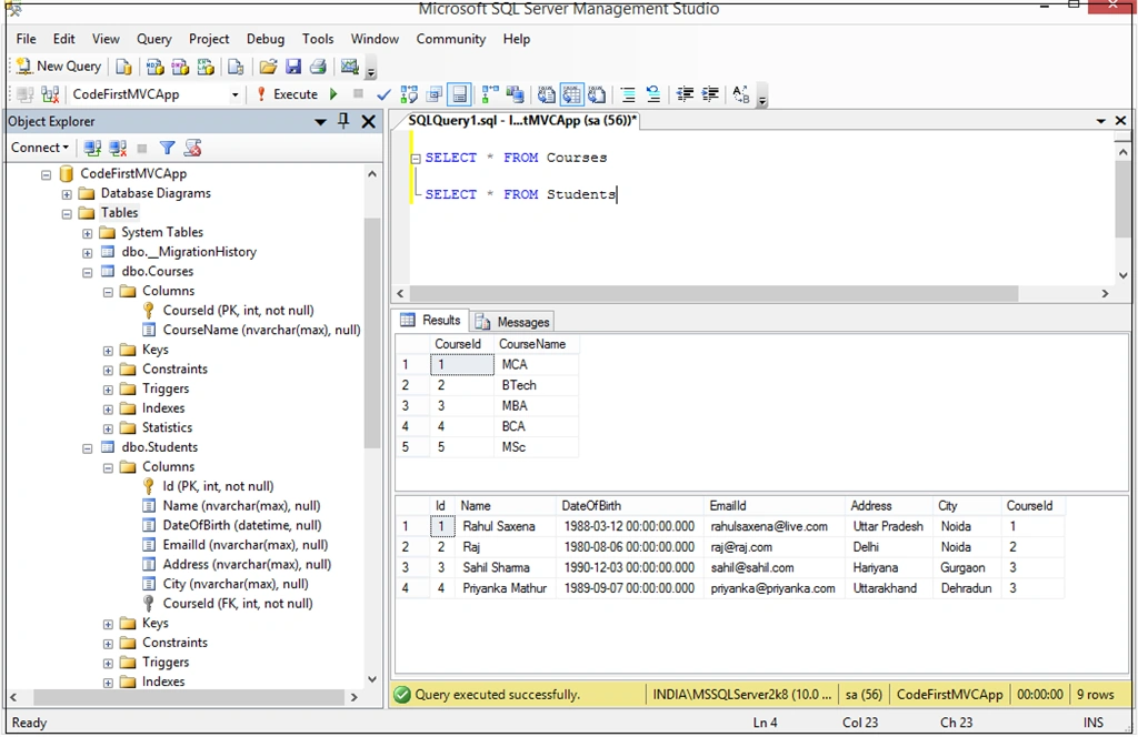 check database