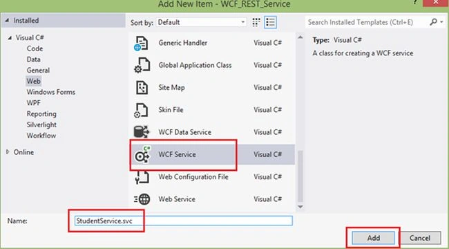 new wcf service