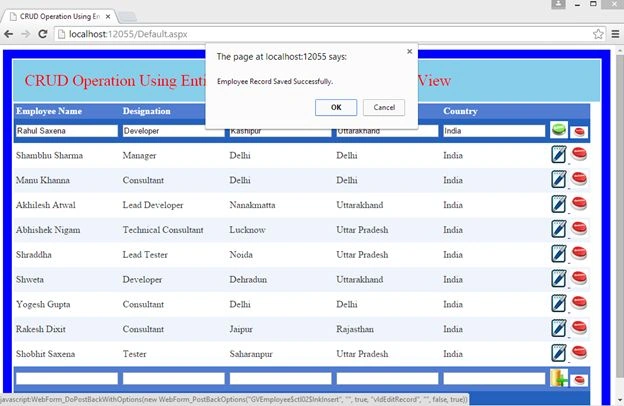 page at localhost