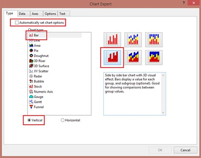 Automatically set chart options