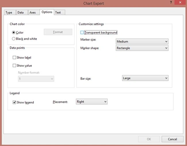 Options and select format