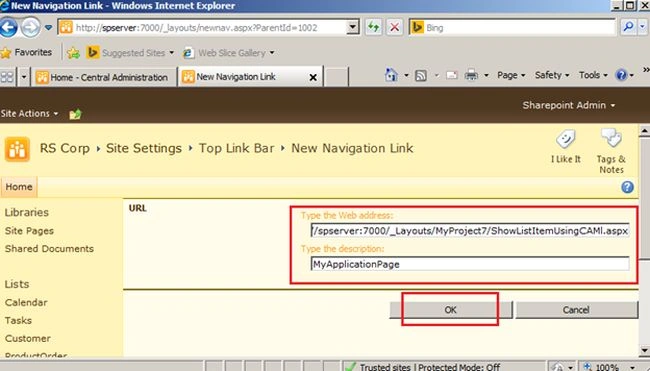 Application page