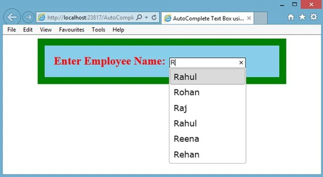 enter employee name
