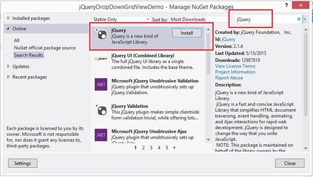 jQuery install