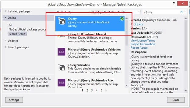 jQuery package