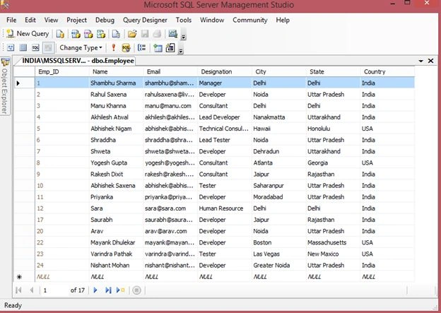 Data in my Table