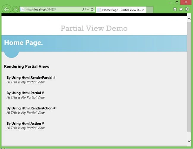 Partial View demo