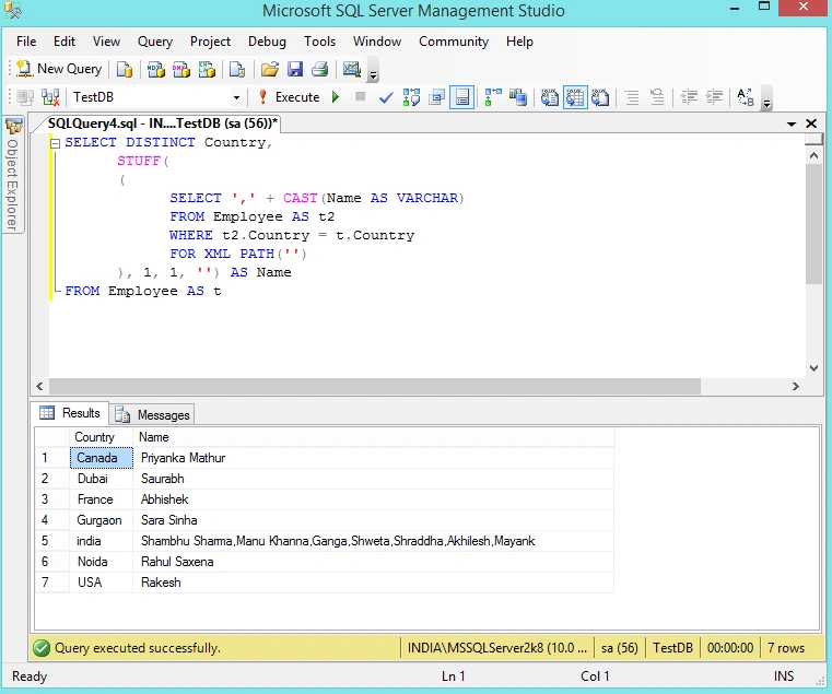 Return Coma Separated Value From a Table