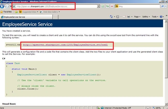hosted WCF service