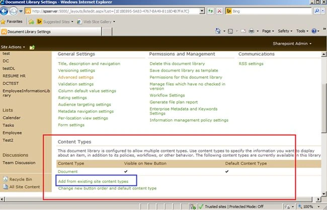 Allow Management of content Types