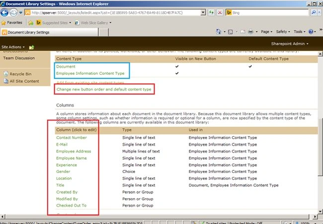 select you content type