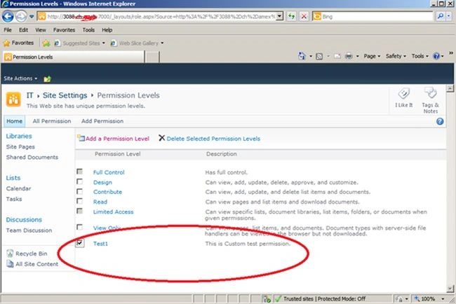 New Permission in SharePoint Site