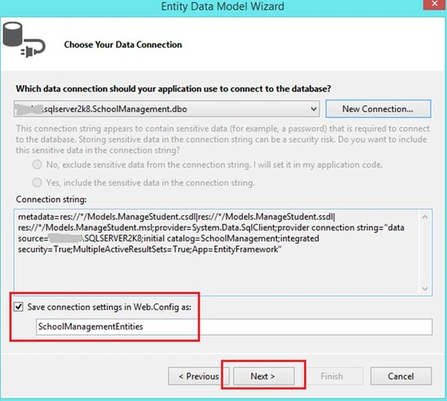 save connection string