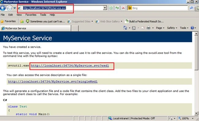 service in browser