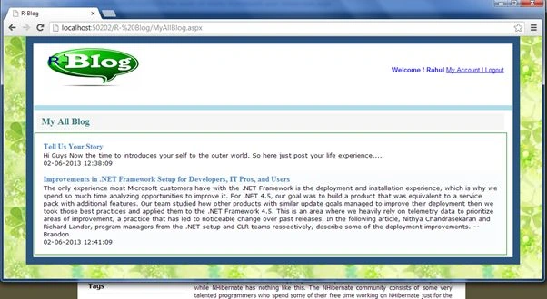 Blog with help page