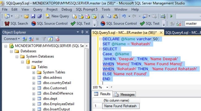 Case statement in SQL Server