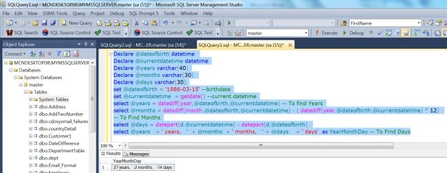 calculating age in SQL Server