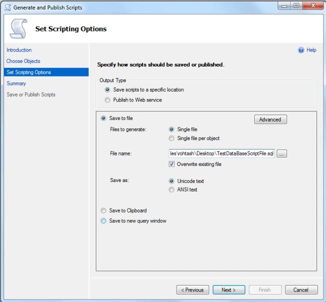 Generating Script in SQL Server