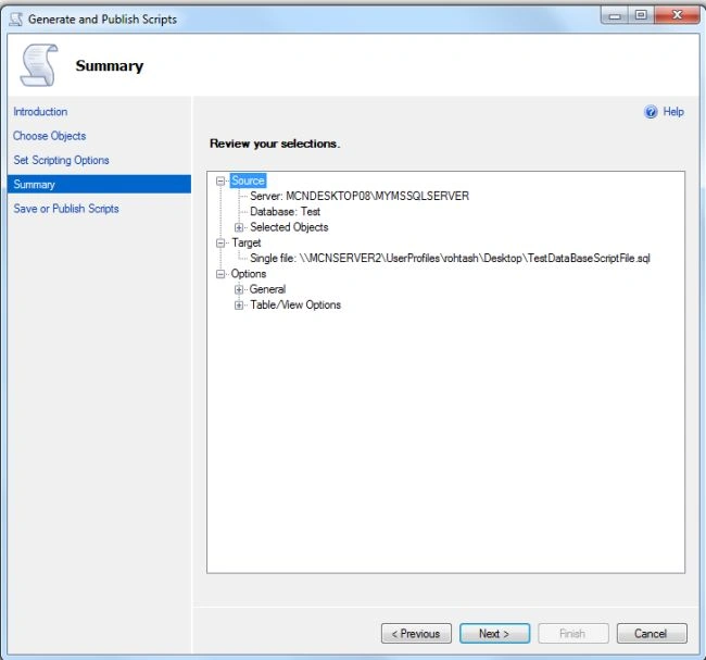 Generating Script in SQL Server