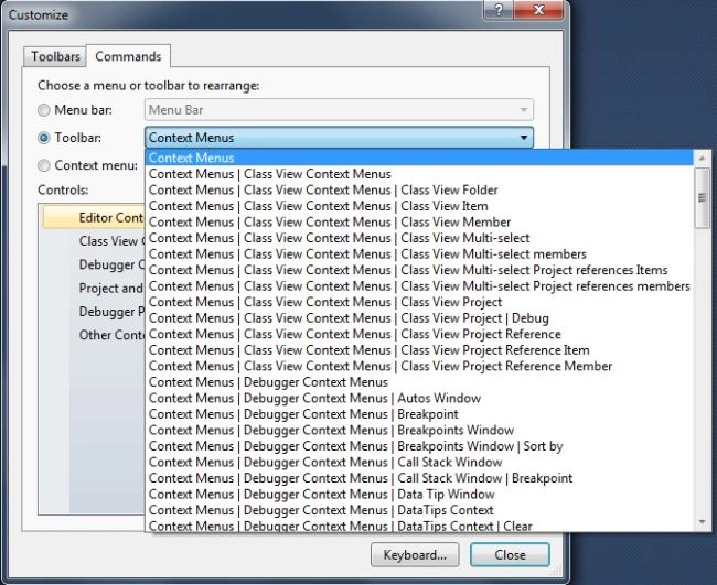 Context menus