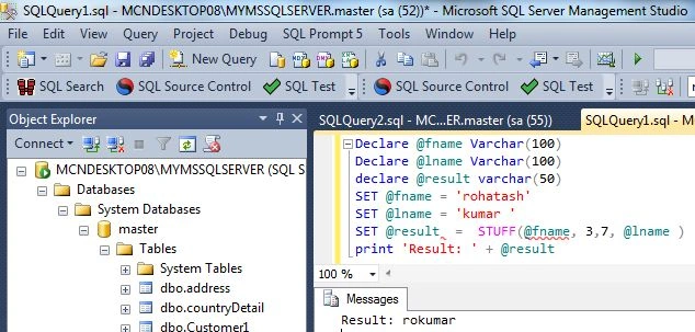 Stuff Function in SQL Server