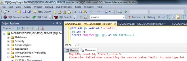 COALESCE() function in SQL Server