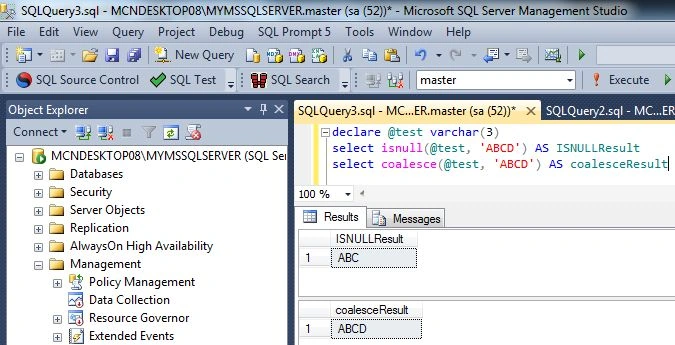ISNULL() function in SQL Server