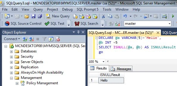 ISNULL() function in SQL Server