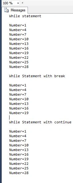 while statement in sql server