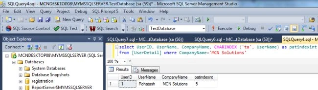 Charindex() function in SQL Server