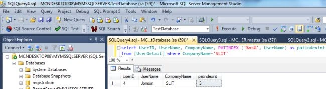 Patindex() Function in SQL Server