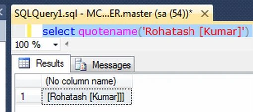 QUOTENAME Function in SQL Server