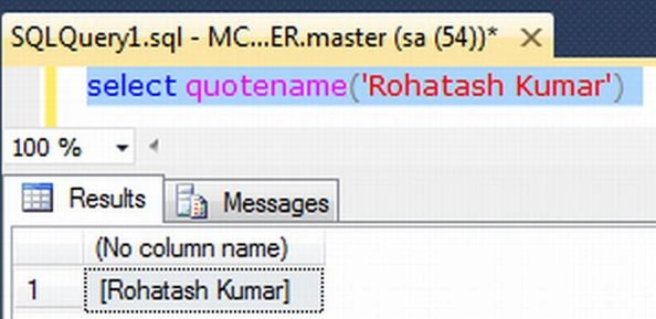 QUOTENAME Function in SQL Server