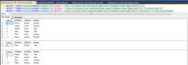 Bracket wildcard Character in SQL Server