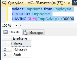 Having Clause in SQL Server