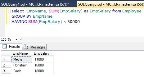 Having Clause in SQL Server