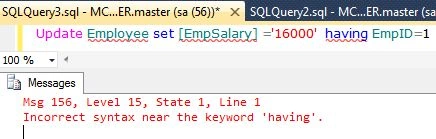 Having Clause in SQL Server