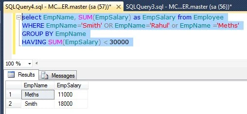 Having Clause in SQL Server