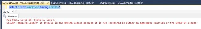 Having Clause in SQL Server