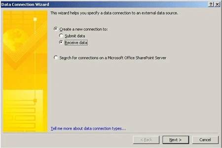 Data Connection Window and data connection Wizard